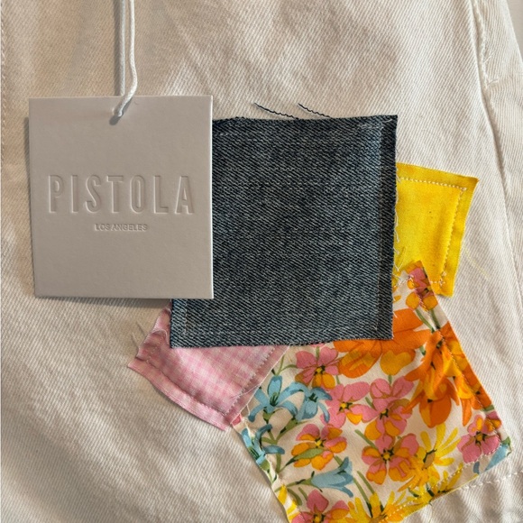 Pistola White Jean Shorts with Floral Patchwork - Picture 5 of 9